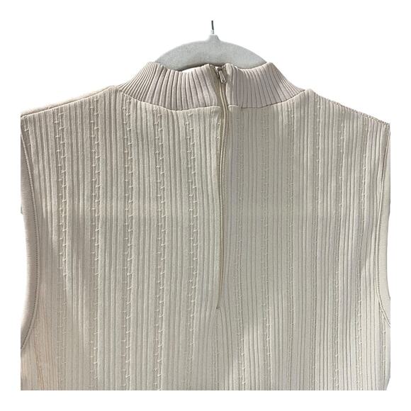 Vintage 70s 80s Sleeveless Ribbed Knit Top S/M Made in Japan Mock Neck - Picture 5 of 7
